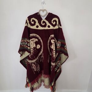 Elegant Burgundy Poncho Sweater